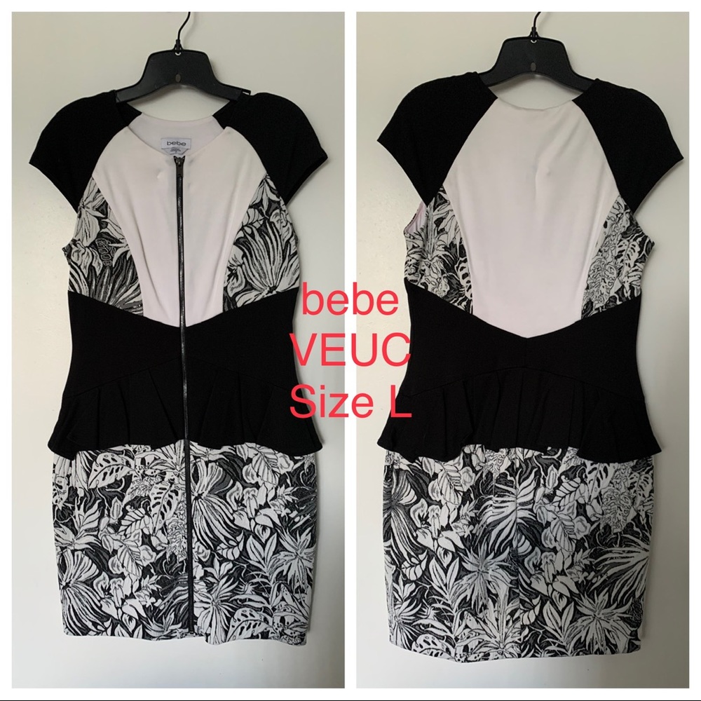 Vintage bebe Power Knit Peplum Mini Dress Size L